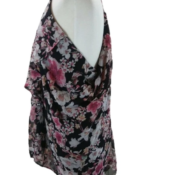 Romeo and Juliet Couture Womens Floral Print Draped Cascade Front Dress size M - Picture 3 of 11